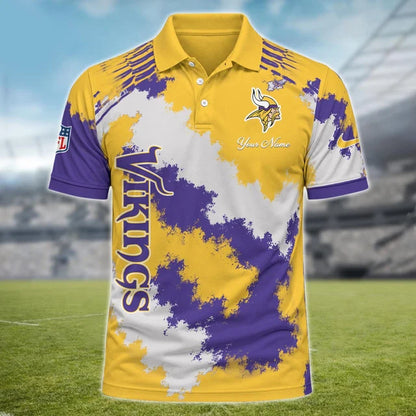 [SPECIAL OFFER] NEW CUSTOMIZED NFL05 MVK MINNESOTA VIKINGS MULTICOLOR POLO SHIRT