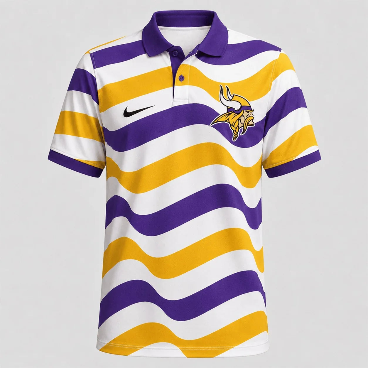 [SPECIAL OFFER] NEW CUSTOMIZED NFL05 MVK MINNESOTA VIKINGS STRIPED POLO SHIRT