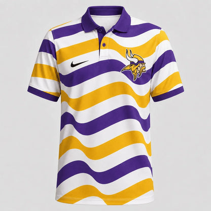 [SPECIAL OFFER] NEW CUSTOMIZED NFL05 MVK MINNESOTA VIKINGS STRIPED POLO SHIRT