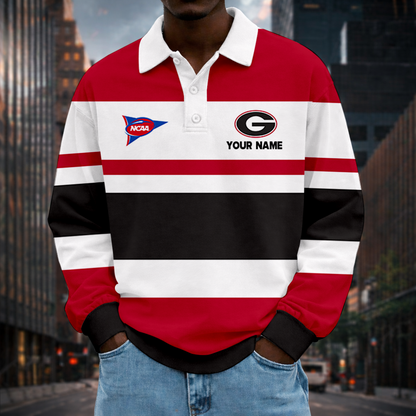 MEGA SALE - NEW CUSTOMIZED FBS NCAA06 GEB GE BULLGOGS UNISEX LONG SLEEVE POLO