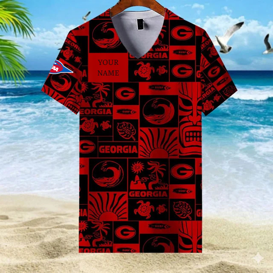LIMITED EDITION - NEW CUSTOMIZED FBS NCAA06 GEB GE BULLGOGS V-NECK FEMALE SHIRT