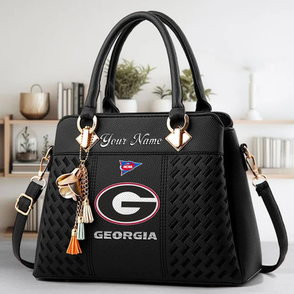 LIMITED EDITION - NEW CUSTOMIZED FBS NCAA06 GEB GE BULLGOGS ZIP HANDBAG MULTICOLOR