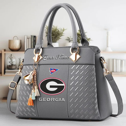 LIMITED EDITION - NEW CUSTOMIZED FBS NCAA06 GEB GE BULLGOGS ZIP HANDBAG MULTICOLOR