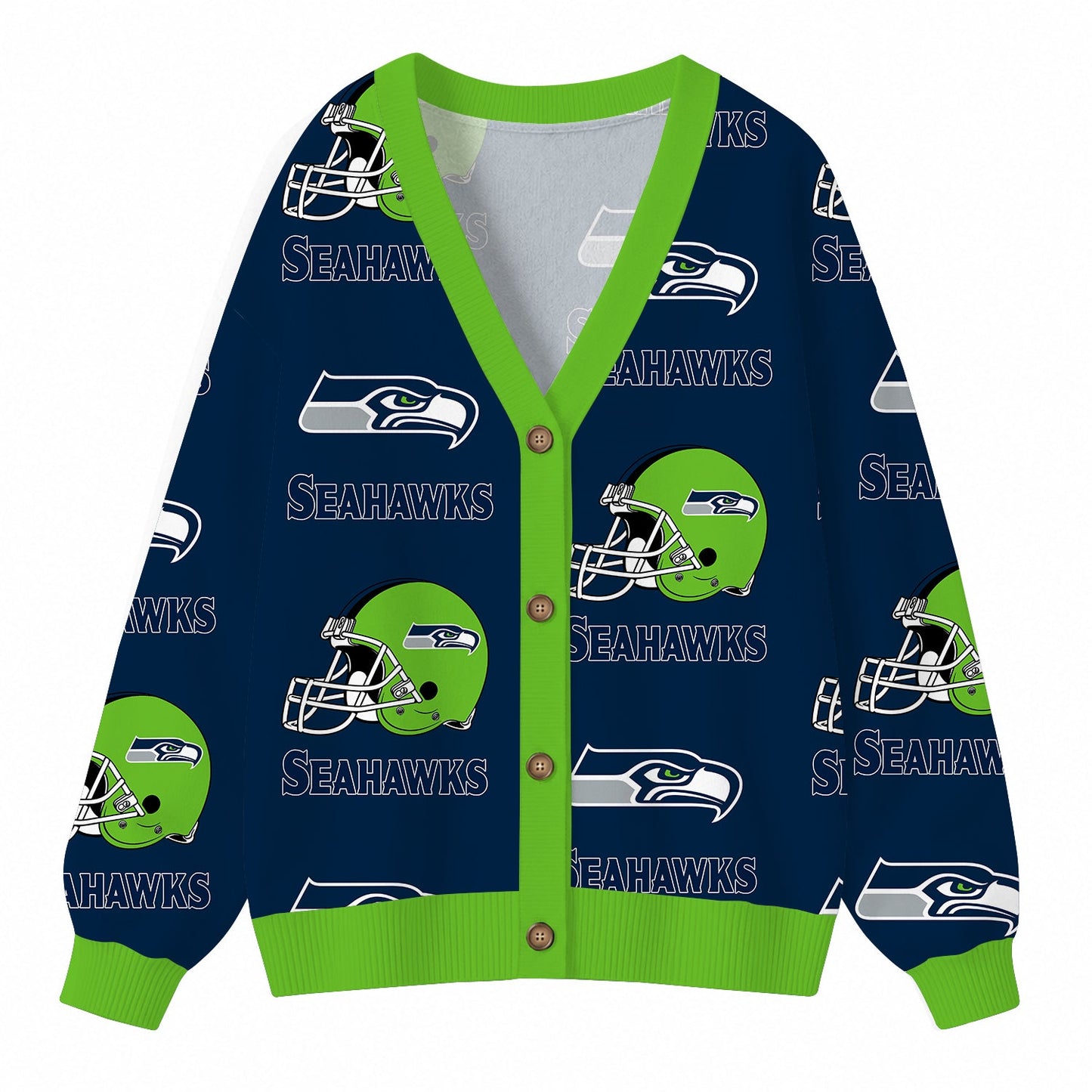 [SPECIAL OFFER] NEW CUSTOMIZED NFL06 SSH SEATTLE SEAHAWKS CARDIGAN