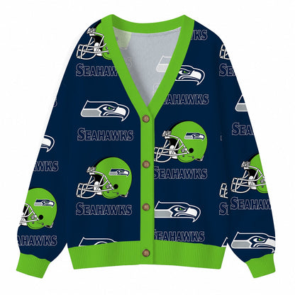 [SPECIAL OFFER] NEW CUSTOMIZED NFL06 SSH SEATTLE SEAHAWKS CARDIGAN