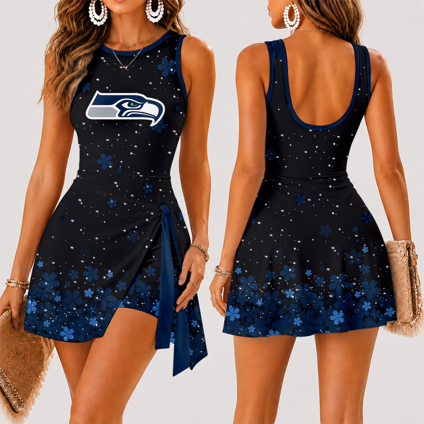 [SPECIAL OFFER] NEW CUSTOMIZED NFL06 SSH SEATTLE SEAHAWKS WOMEN'S SUMMER SKORT DRESS
