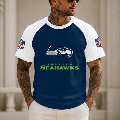 [SPECIAL OFFER] NEW CUSTOMIZED NFL06 SSH SEATTLE SEAHAWKS RAGLAN TEE