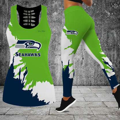 [SPECIAL OFFER] NEW CUSTOMIZED NFL06 SSH SEATTLE SEAHAWKS HOLLOW TANK TOP & LEGGINGS SET