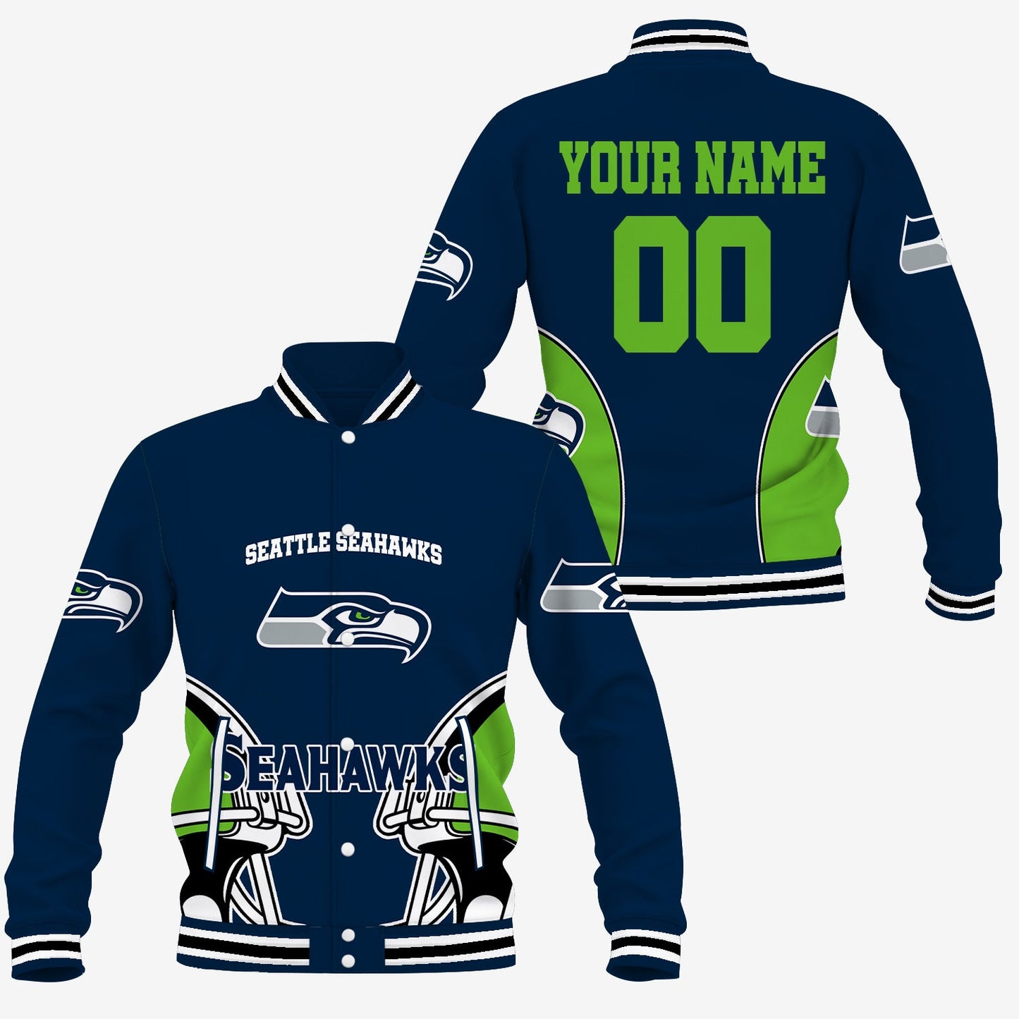 [SPECIAL OFFER] NEW CUSTOMIZED NFL06 SSH SEATTLE SEAHAWKS SATIN VARSITY & BASEBALL JACKET