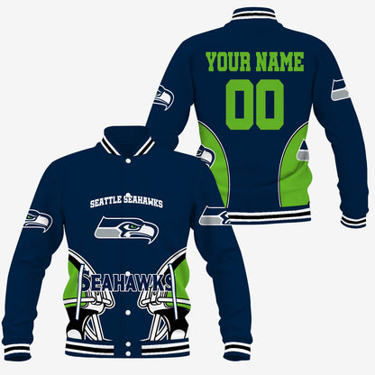 [SPECIAL OFFER] NEW CUSTOMIZED NFL06 SSH SEATTLE SEAHAWKS SATIN VARSITY & BASEBALL JACKET