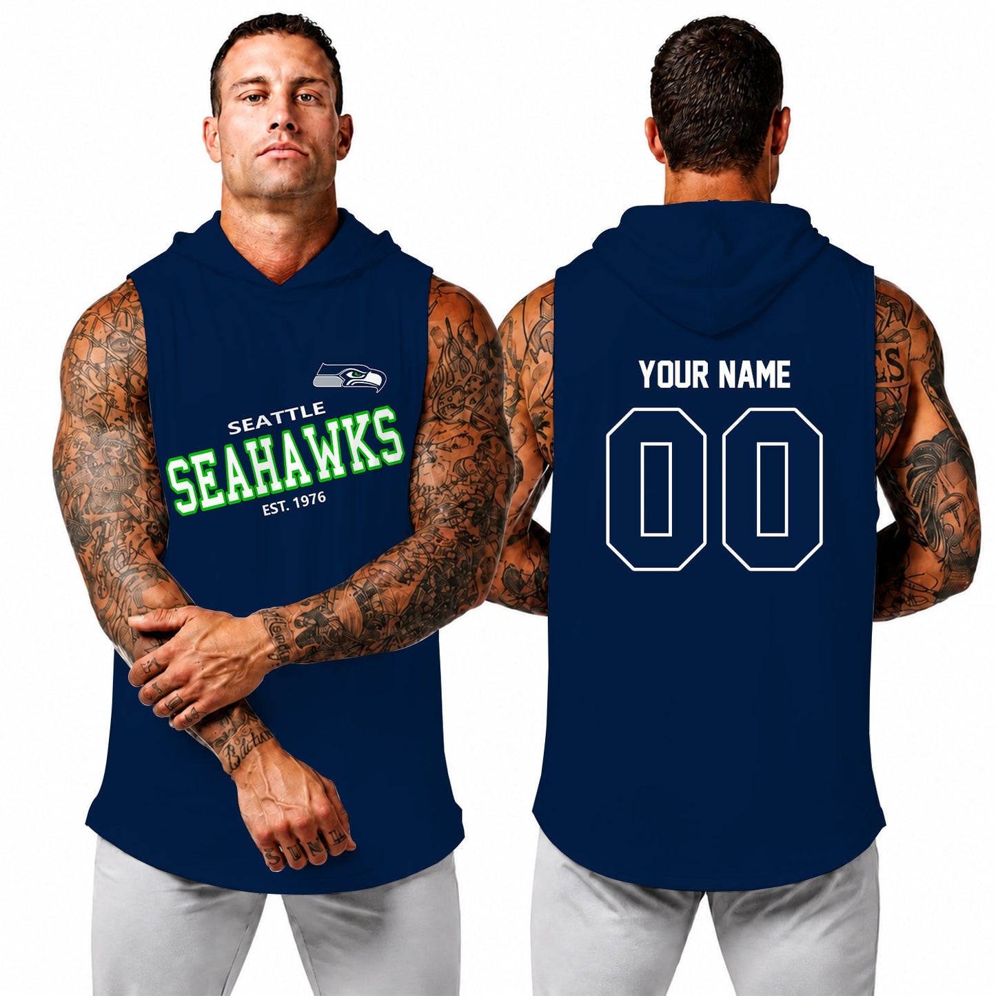 [SPECIAL OFFER] NEW CUSTOMIZED NFL06 SSH SEATTLE SEAHAWKS HOODED TANK TOP