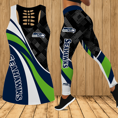 [SPECIAL OFFER] NEW CUSTOMIZED NFL06 SSH SEATTLE SEAHAWKS HOLLOW TANK TOP & LEGGINGS SET