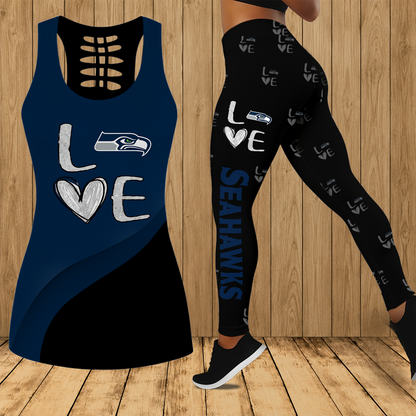 [SPECIAL OFFER] NEW CUSTOMIZED NFL06 SSH SEATTLE SEAHAWKS HOLLOW TANK TOP & LEGGINGS SET