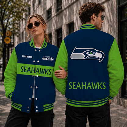 [SPECIAL OFFER] NEW CUSTOMIZED NFL06 SSH SEATTLE SEAHAWKS SATIN VARSITY & BASEBALL JACKET