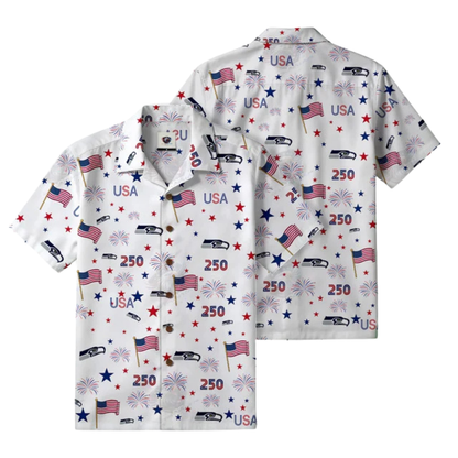 [SPECIAL OFFER] NEW CUSTOMIZED NFL06 SSH SEATTLE SEAHAWKS PATRIOTIC 250 USA HAWAIIAN SHIRT