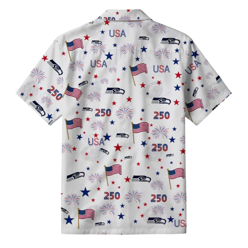 [SPECIAL OFFER] NEW CUSTOMIZED NFL06 SSH SEATTLE SEAHAWKS PATRIOTIC 250 USA HAWAIIAN SHIRT