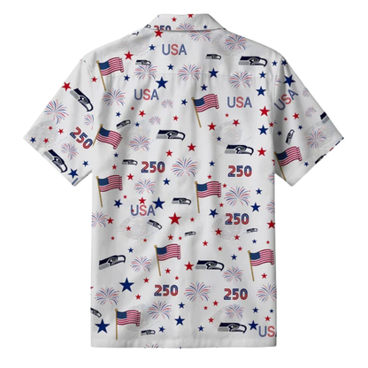 [SPECIAL OFFER] NEW CUSTOMIZED NFL06 SSH SEATTLE SEAHAWKS PATRIOTIC 250 USA HAWAIIAN SHIRT