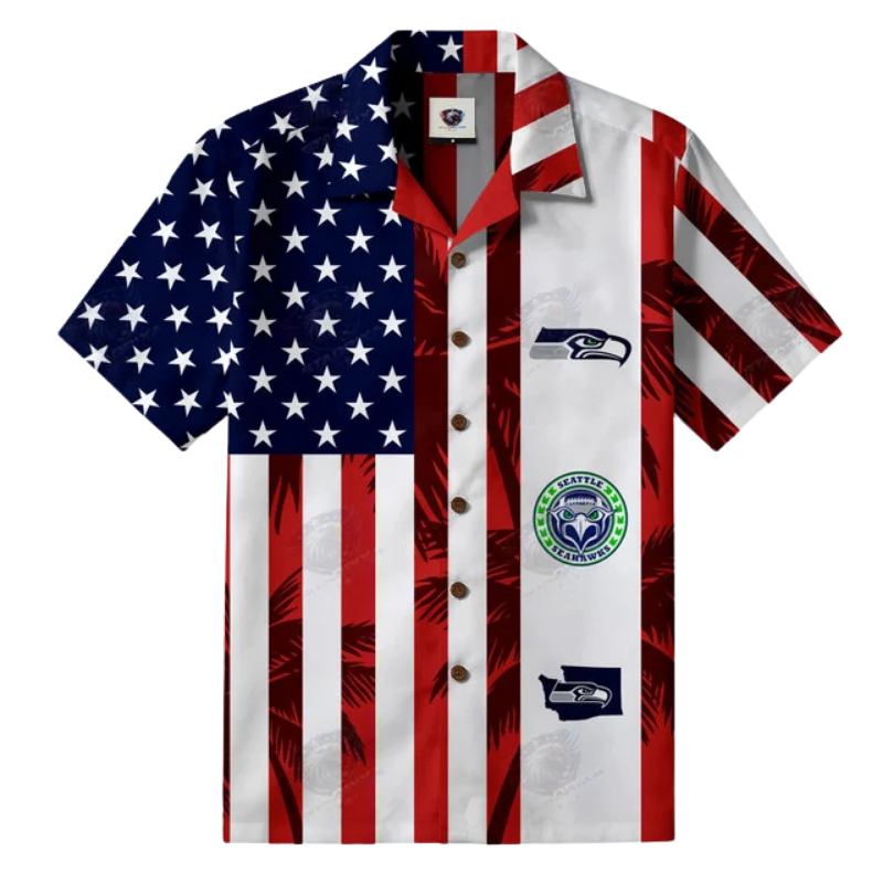[SPECIAL OFFER] NEW CUSTOMIZED NFL06 SSH SEATTLE SEAHAWKS PATRIOTIC 250 USA HAWAIIAN SHIRT