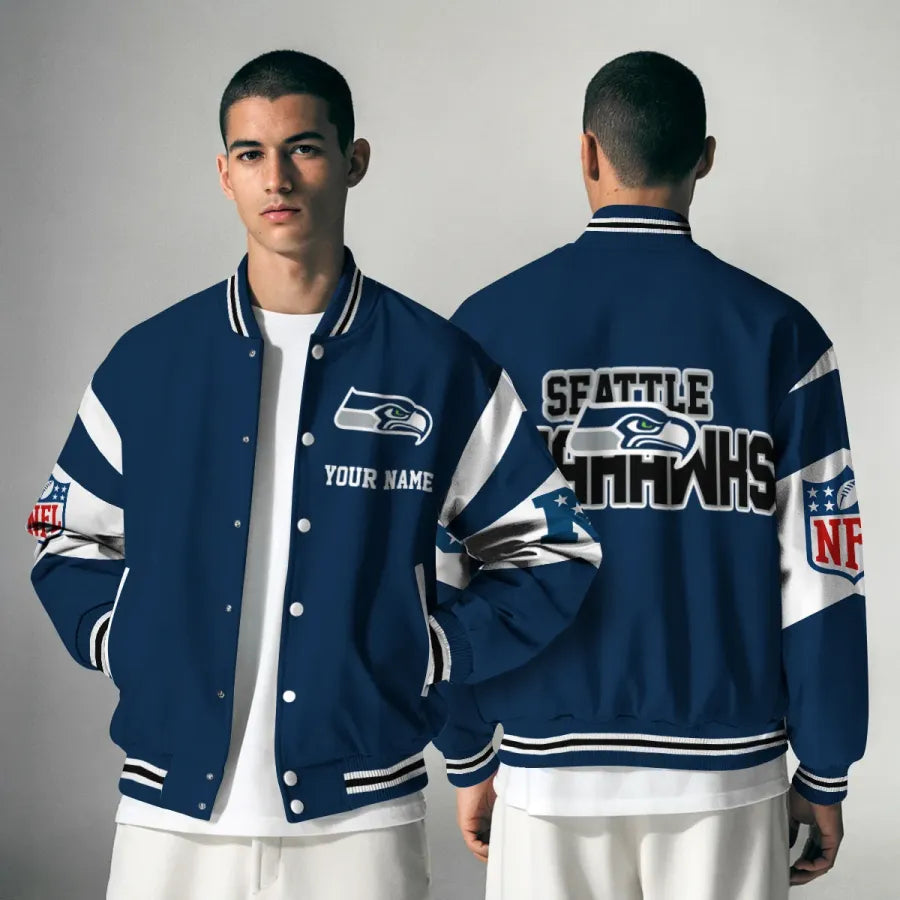 [SPECIAL OFFER] NEW CUSTOMIZED NFL06 SSH SEATTLE SEAHAWKS SATIN VARSITY & BASEBALL JACKET