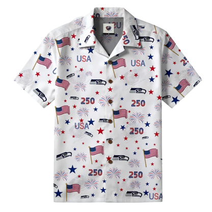 [SPECIAL OFFER] NEW CUSTOMIZED NFL06 SSH SEATTLE SEAHAWKS PATRIOTIC 250 USA HAWAIIAN SHIRT