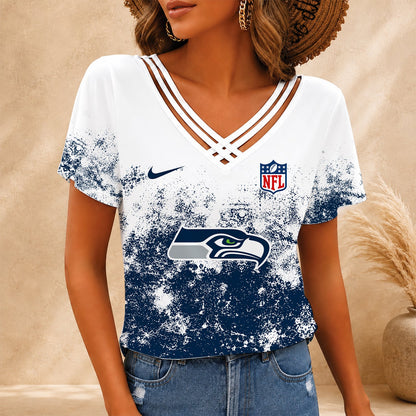 [SPECIAL OFFER] NEW CUSTOMIZED NFL06 SSH SEATTLE SEAHAWKS V-NECK SHIRT