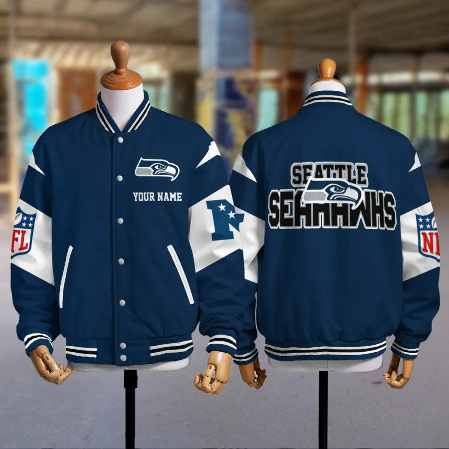 [SPECIAL OFFER] NEW CUSTOMIZED NFL06 SSH SEATTLE SEAHAWKS SATIN VARSITY & BASEBALL JACKET