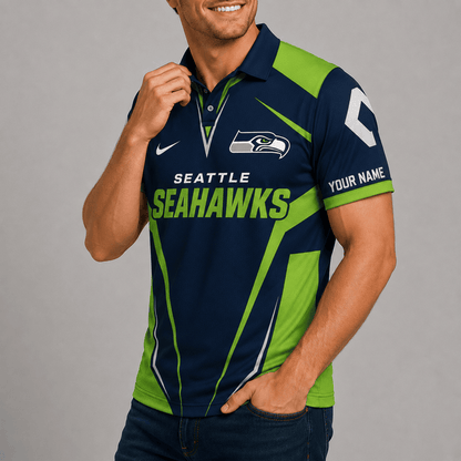 [SPECIAL OFFER] NEW CUSTOMIZED NFL06 SSH SEATTLE SEAHAWKS POLO SHIRT