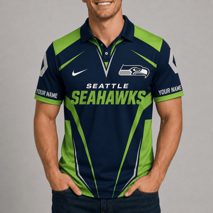 [SPECIAL OFFER] NEW CUSTOMIZED NFL06 SSH SEATTLE SEAHAWKS POLO SHIRT