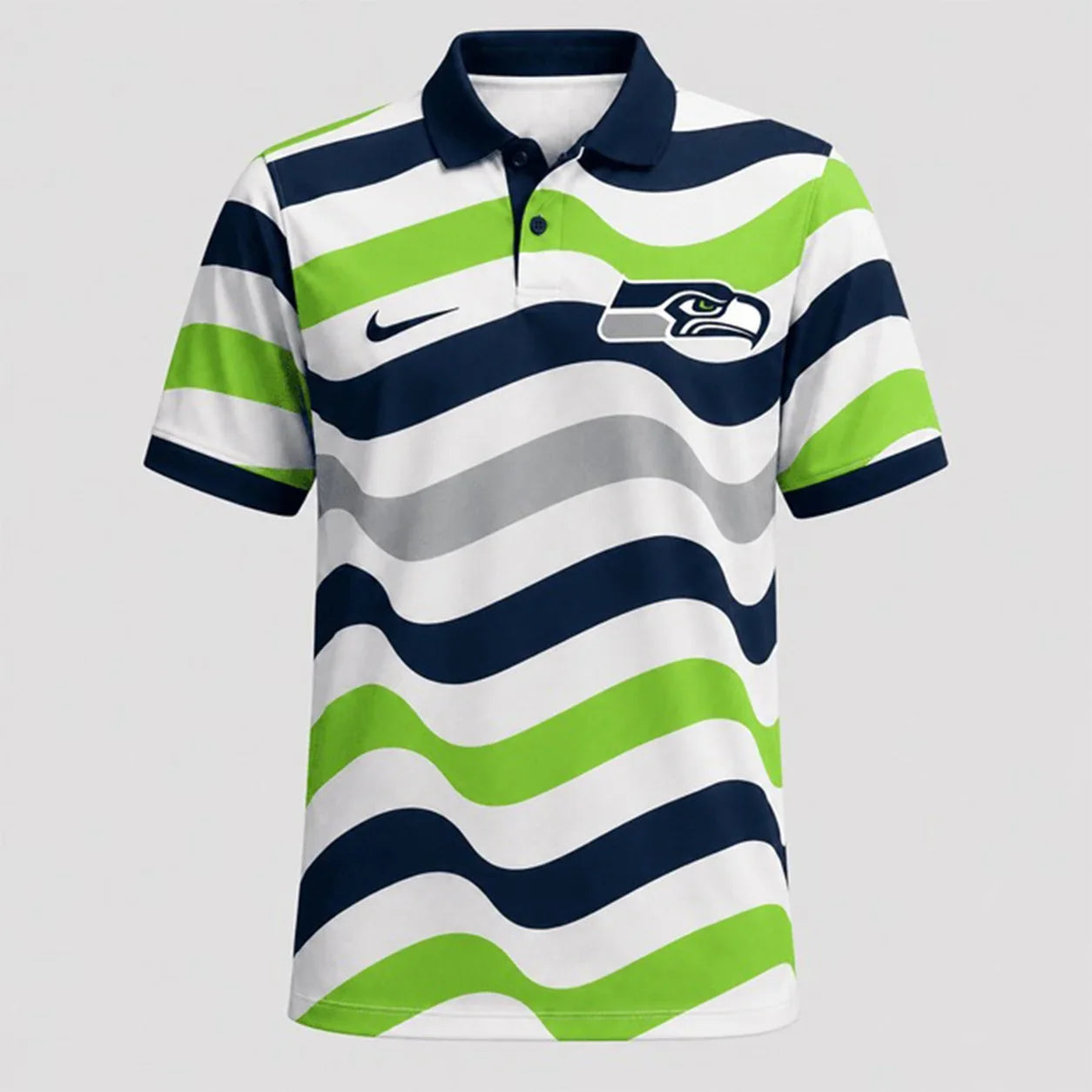 [SPECIAL OFFER] NEW CUSTOMIZED NFL06 SSH SEATTLE SEAHAWKS STRIPED POLO SHIRT