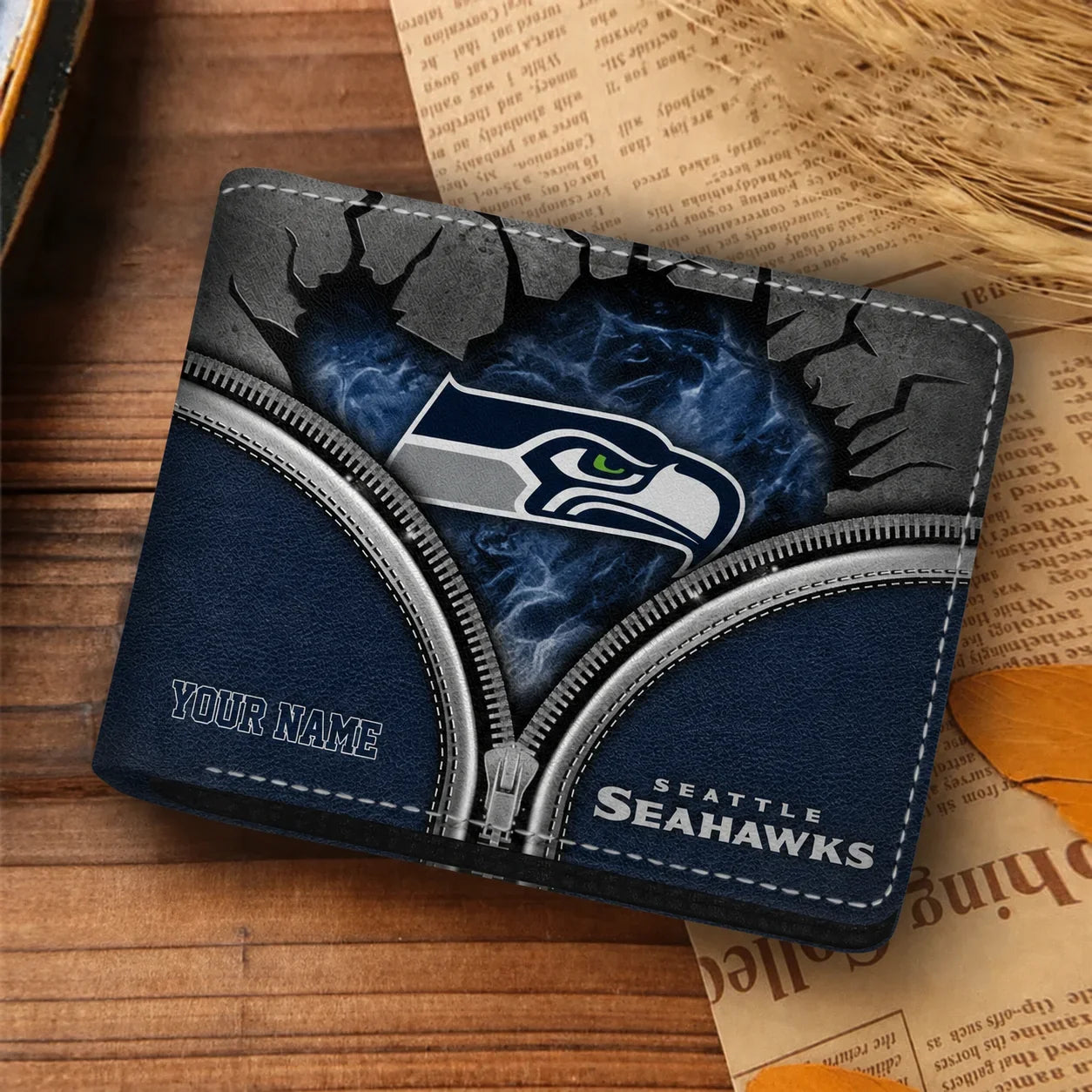 [SPECIAL OFFER] NEW CUSTOMIZED NFL06 SSH SEATTLE SEAHAWKS LEATHER WALLET