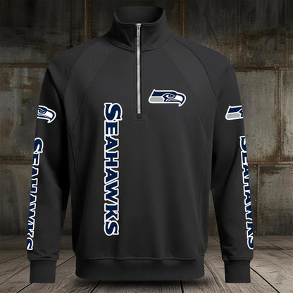 [SPECIAL OFFER] NEW CUSTOMIZED NFL06 SSH SEATTLE SEAHAWKS MEN'S MULTICOLOR QUARTER-ZIP PULLOVER