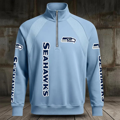[SPECIAL OFFER] NEW CUSTOMIZED NFL06 SSH SEATTLE SEAHAWKS MEN'S MULTICOLOR QUARTER-ZIP PULLOVER