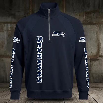 [SPECIAL OFFER] NEW CUSTOMIZED NFL06 SSH SEATTLE SEAHAWKS MEN'S MULTICOLOR QUARTER-ZIP PULLOVER