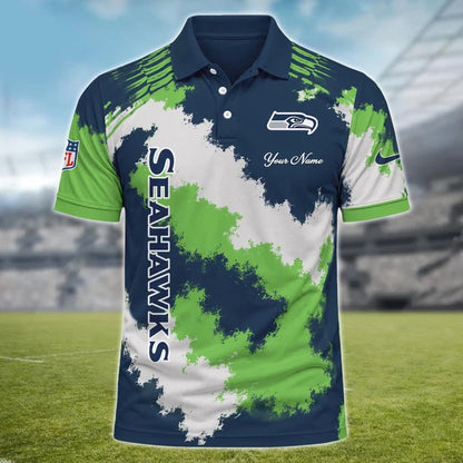 [SPECIAL OFFER] NEW CUSTOMIZED NFL06 SSH SEATTLE SEAHAWKS MULTICOLOR POLO SHIRT