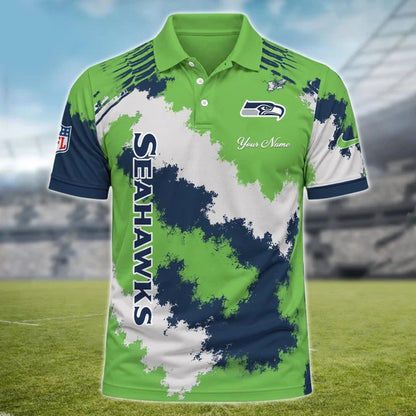 [SPECIAL OFFER] NEW CUSTOMIZED NFL06 SSH SEATTLE SEAHAWKS MULTICOLOR POLO SHIRT