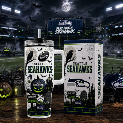 [SPECIAL OFFER] NEW CUSTOMIZED NFL06 SSH SEATTLE SEAHAWKS HALLOWEEN  40OZ TUMBLER