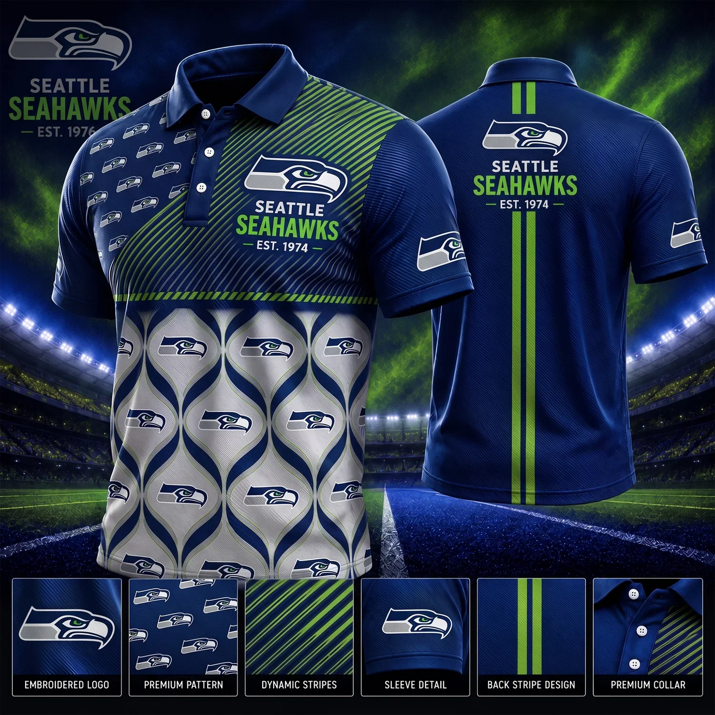 [SPECIAL OFFER] NEW CUSTOMIZED NFL06 SSH SEATTLE SEAHAWKS POLO SHIRT