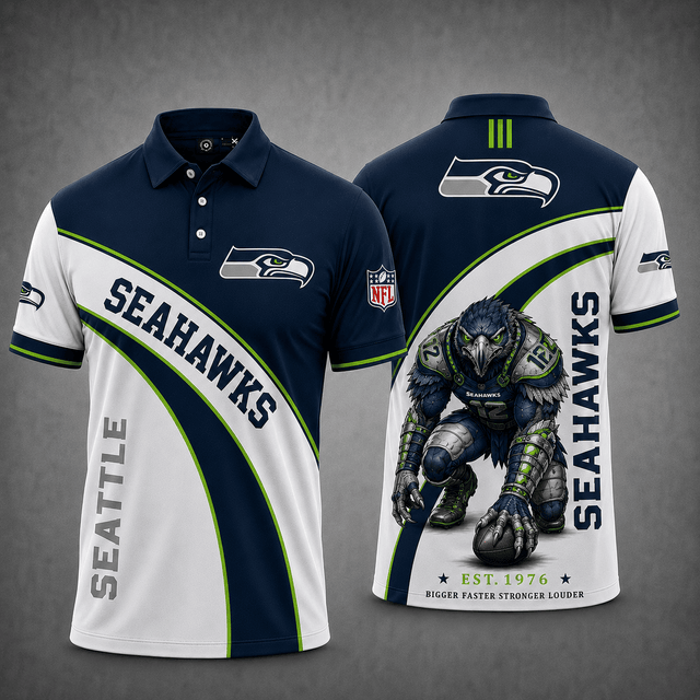 [SPECIAL OFFER] NEW CUSTOMIZED NFL06 SSH SEATTLE SEAHAWKS POLO SHIRT