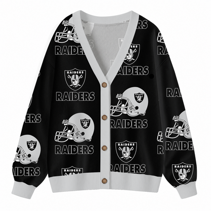[SPECIAL OFFER] NEW CUSTOMIZED NFL07 LVR LAS VEGAS RAIDERS CARDIGAN