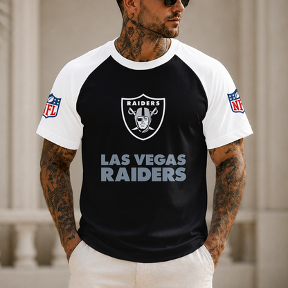 [SPECIAL OFFER] NEW CUSTOMIZED NFL07 LVR LAS VEGAS RAIDERS RAGLAN TEE