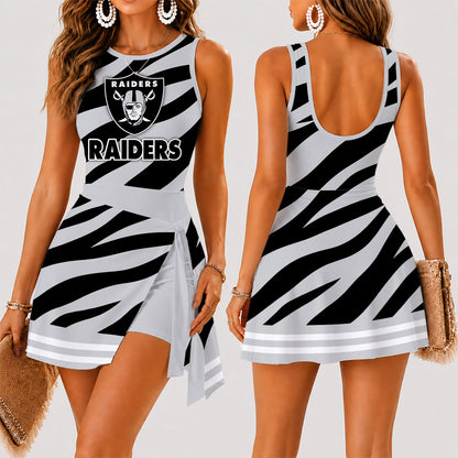 [SPECIAL OFFER] NEW CUSTOMIZED NFL07 LVR LAS VEGAS RAIDERS WOMEN'S SUMMER SKORT DRESS