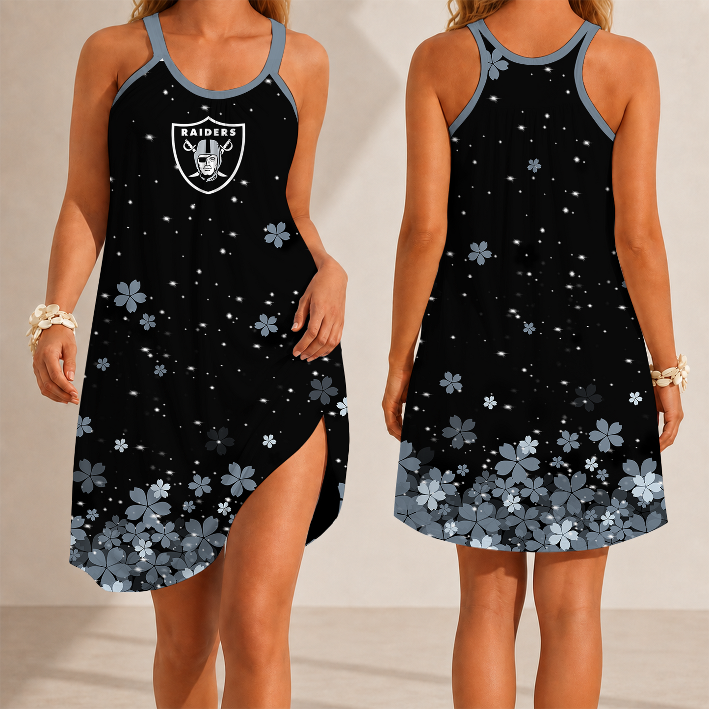 [SPECIAL OFFER] NEW CUSTOMIZED NFL07 LVR LAS VEGAS RAIDERS CAMISOLE DRESS