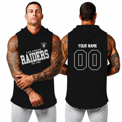 [SPECIAL OFFER] NEW CUSTOMIZED NFL07 LVR LAS VEGAS RAIDERS HOODED TANK TOP