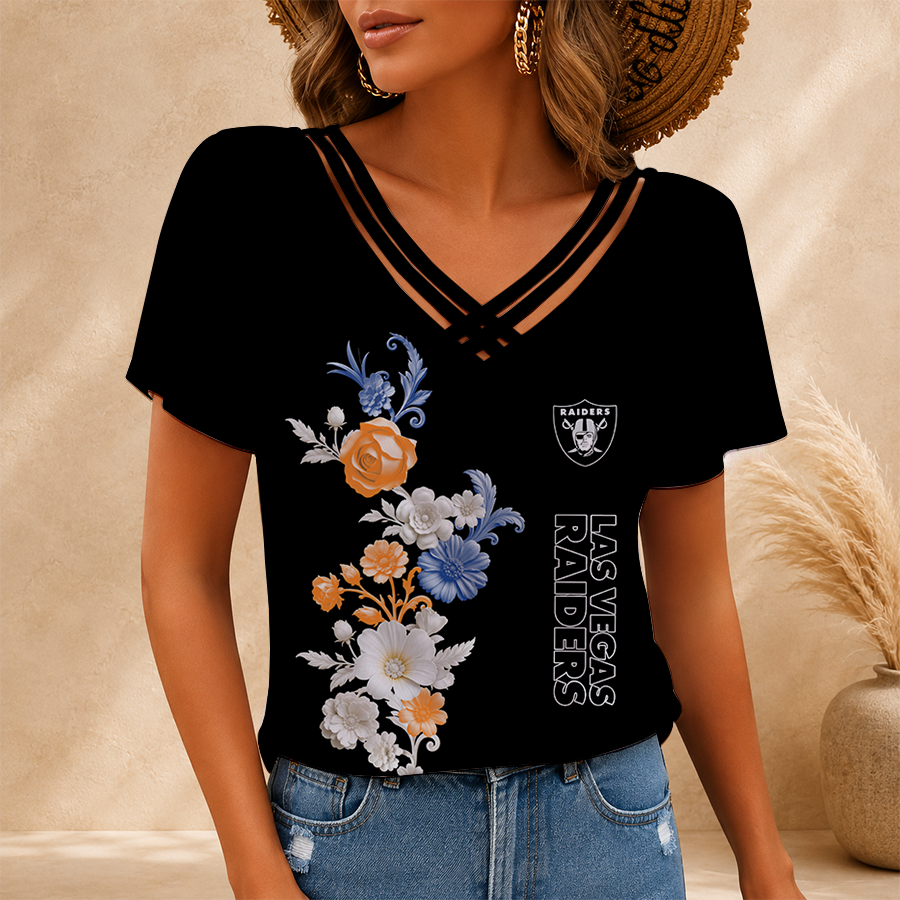 [SPECIAL OFFER] NEW CUSTOMIZED NFL07 LVR LAS VEGAS RAIDERS V-NECK SHIRT