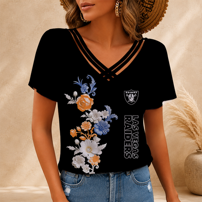 [SPECIAL OFFER] NEW CUSTOMIZED NFL07 LVR LAS VEGAS RAIDERS V-NECK SHIRT