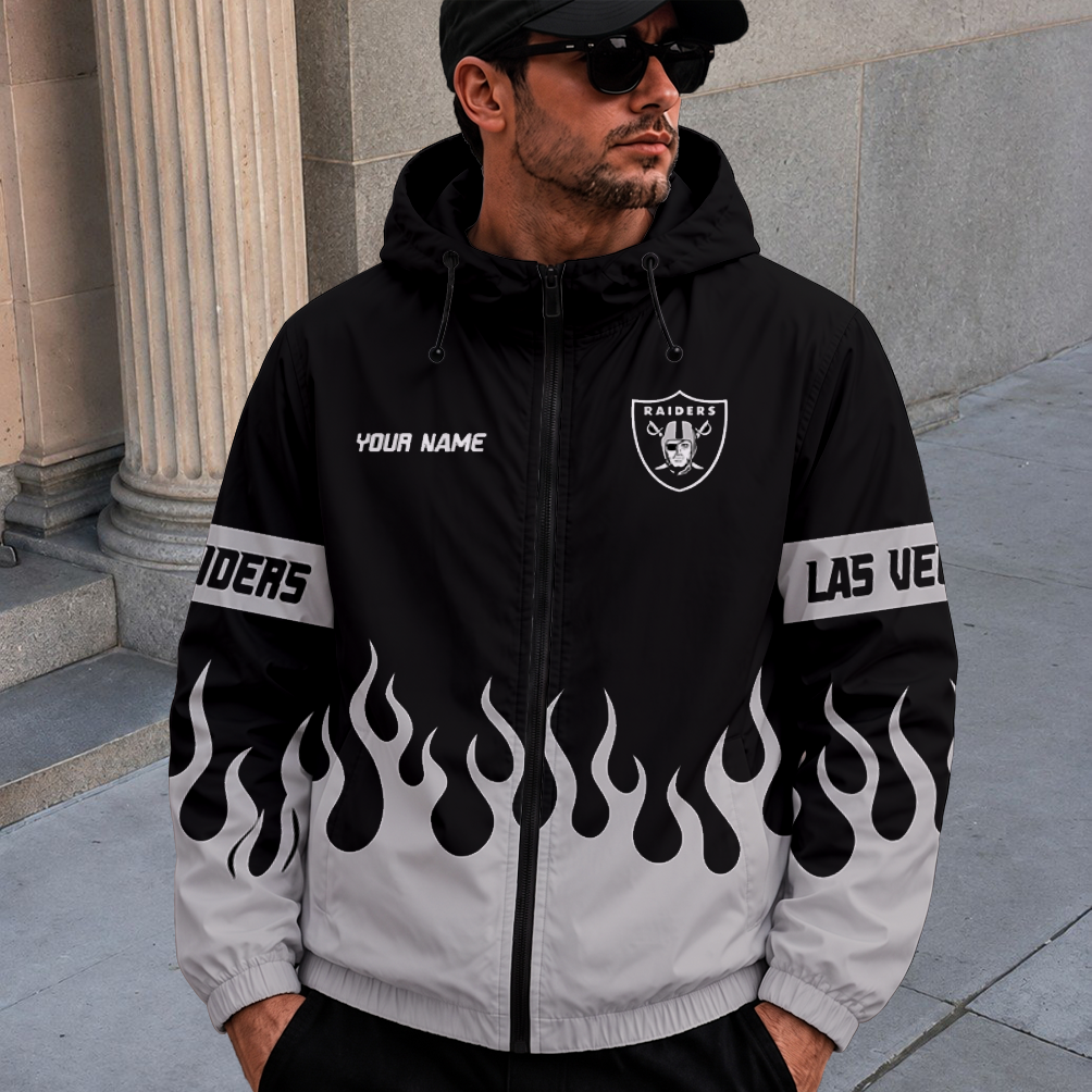 [SPECIAL OFFER] NEW CUSTOMIZED NFL07 LVR LAS VEGAS RAIDERS WINDBREAKER JACKET