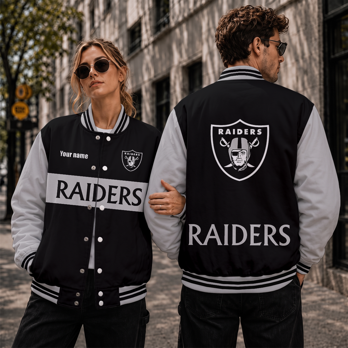[SPECIAL OFFER] NEW CUSTOMIZED NFL07 LVR LAS VEGAS RAIDERS SATIN VARSITY & BASEBALL JACKET