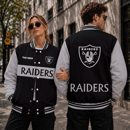 [SPECIAL OFFER] NEW CUSTOMIZED NFL07 LVR LAS VEGAS RAIDERS SATIN VARSITY & BASEBALL JACKET
