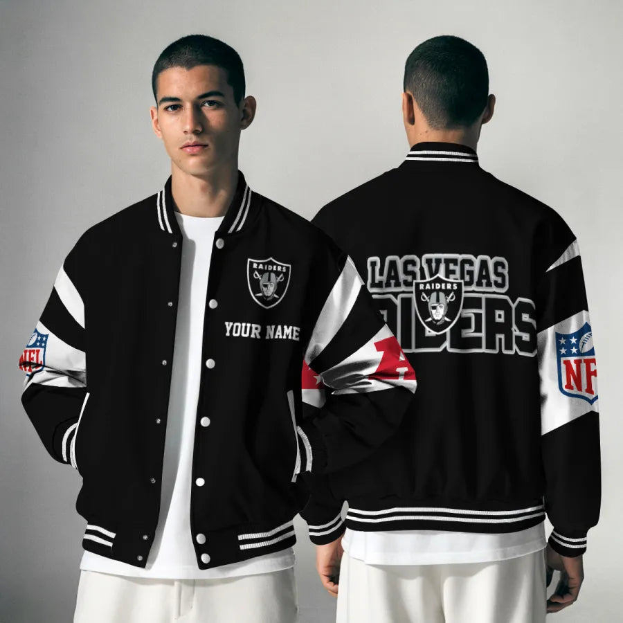 [SPECIAL OFFER] NEW CUSTOMIZED NFL07 LVR LAS VEGAS RAIDERS SATIN VARSITY & BASEBALL JACKET