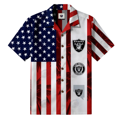 [SPECIAL OFFER] NEW CUSTOMIZED NFL07 LVR LAS VEGAS RAIDERS PATRIOTIC 250 USA HAWAIIAN SHIRT
